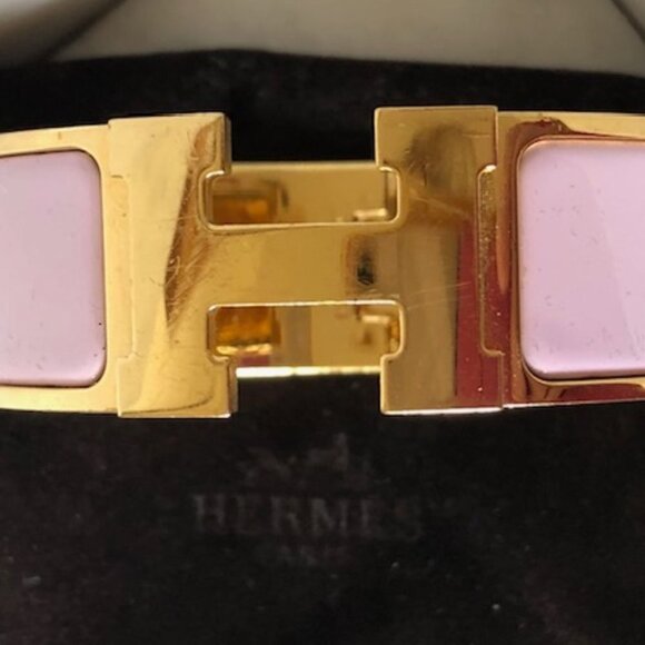 Hermès Thick Clic Clac H Bracelet PM Rose Candeur Gold Authentic - Picture 7 of 17